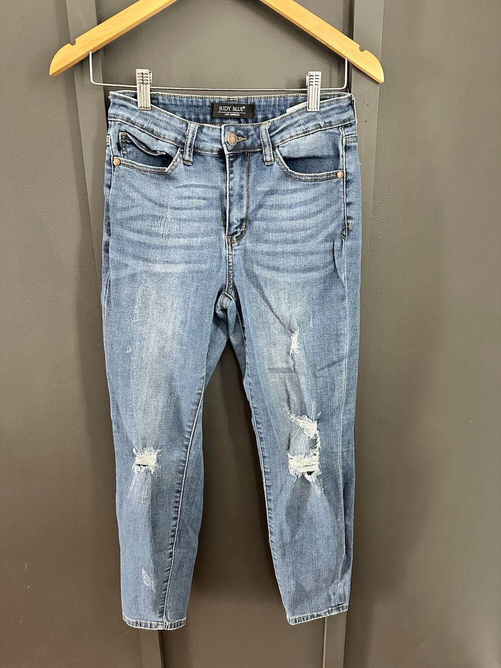 Judy Blue Relaxed Fit Womens Size 29 JB8271 Mid-Rise Blue Denim Jeans Distressed